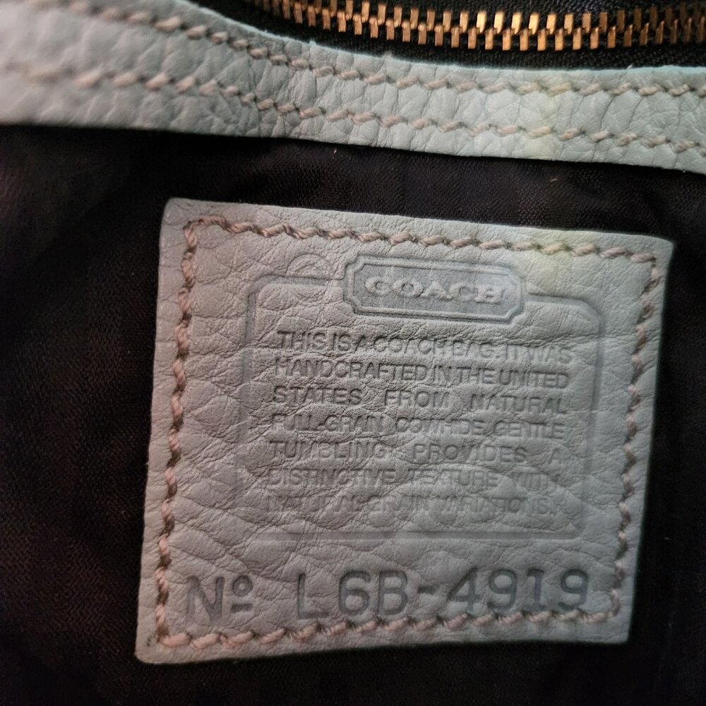 Coach Vintage Aqua Mint Sonoma Small Flap 4919 Natural Grain Leather 1996 USA - Picture 15 of 16